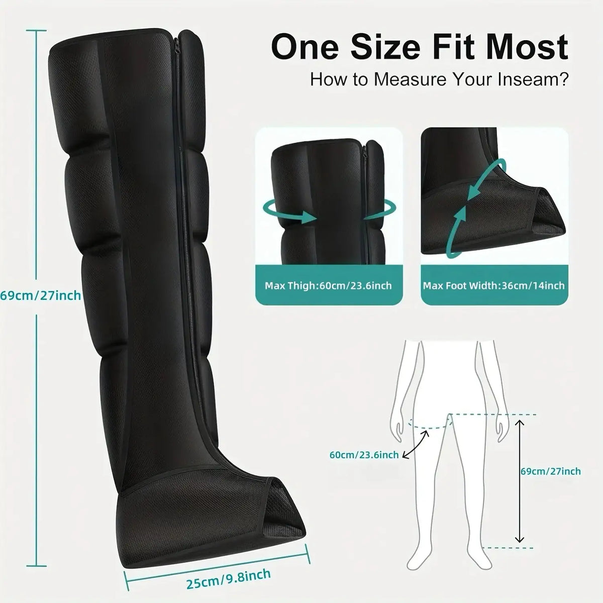 Leg Air Compression Massager | Knee To Toe Coverage | With Remote | One Size