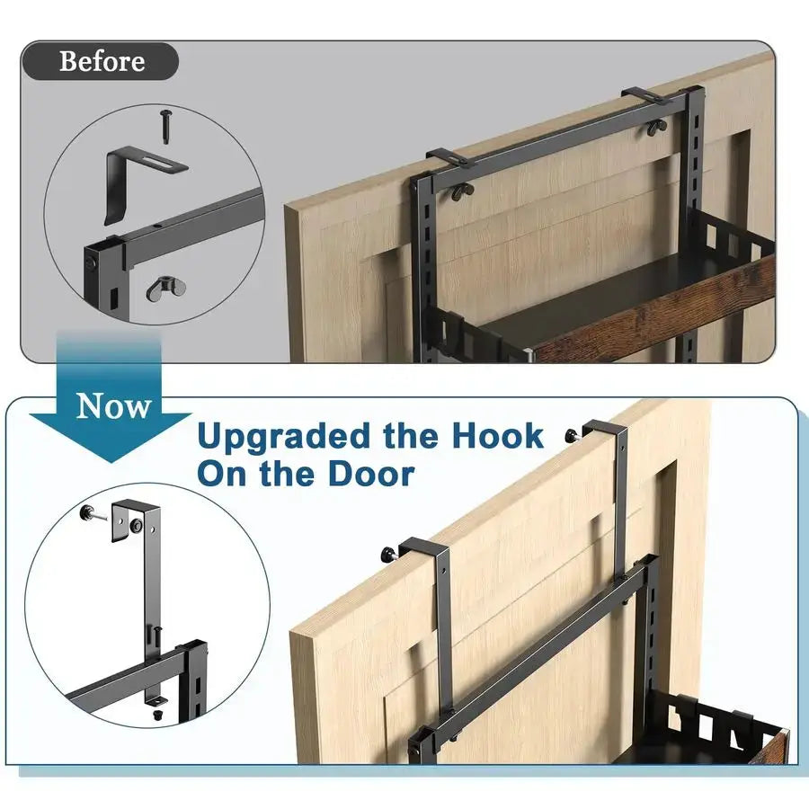 Over the Door Pantry Organizer, 6Tier Adjustable Wooden Basket Kitchen Pantry Door Organization and Storage, HeavyDuty Metal Han from PriceLows™