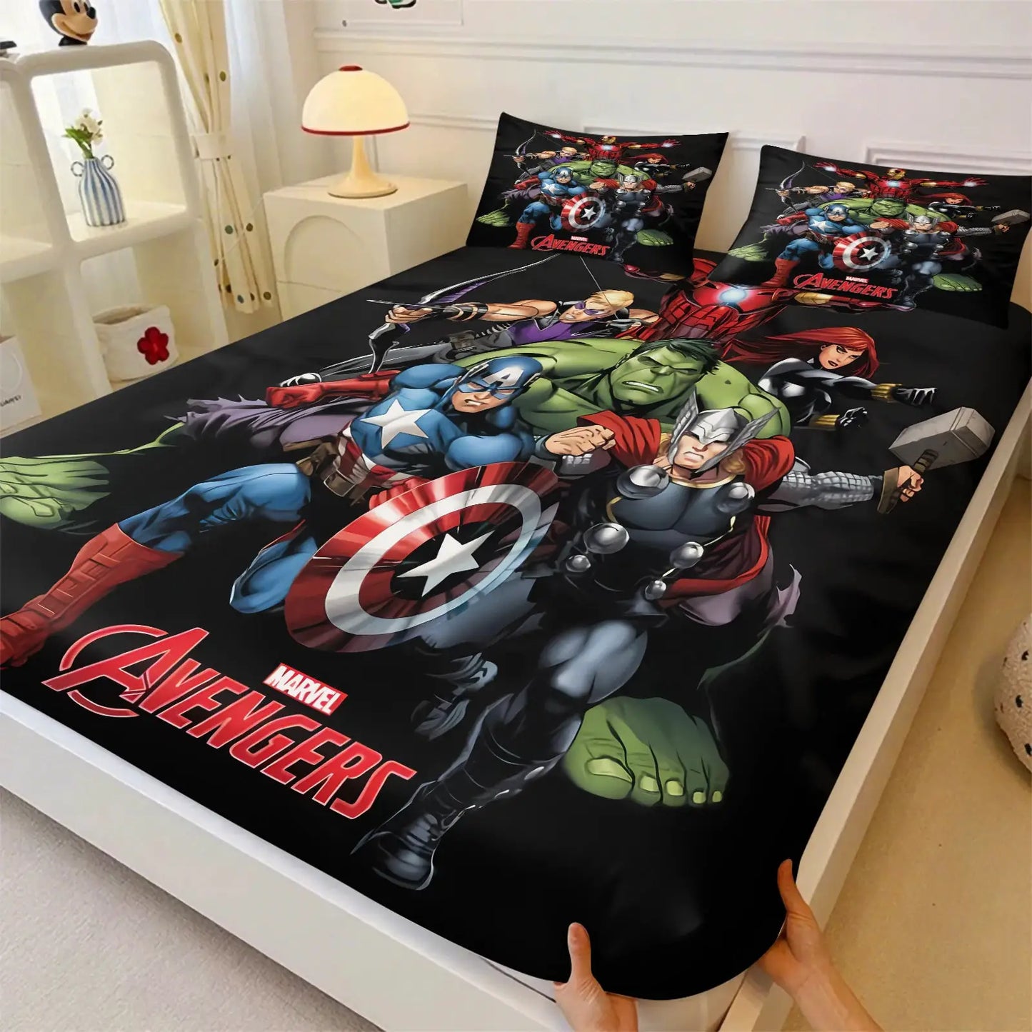Marvel Avengers Team Fitted Sheet Set Superhero Bed Linen with Pillowcases Deep Pocket Retro Comic Fan Room Kids Room Decor Gift from PriceLows™