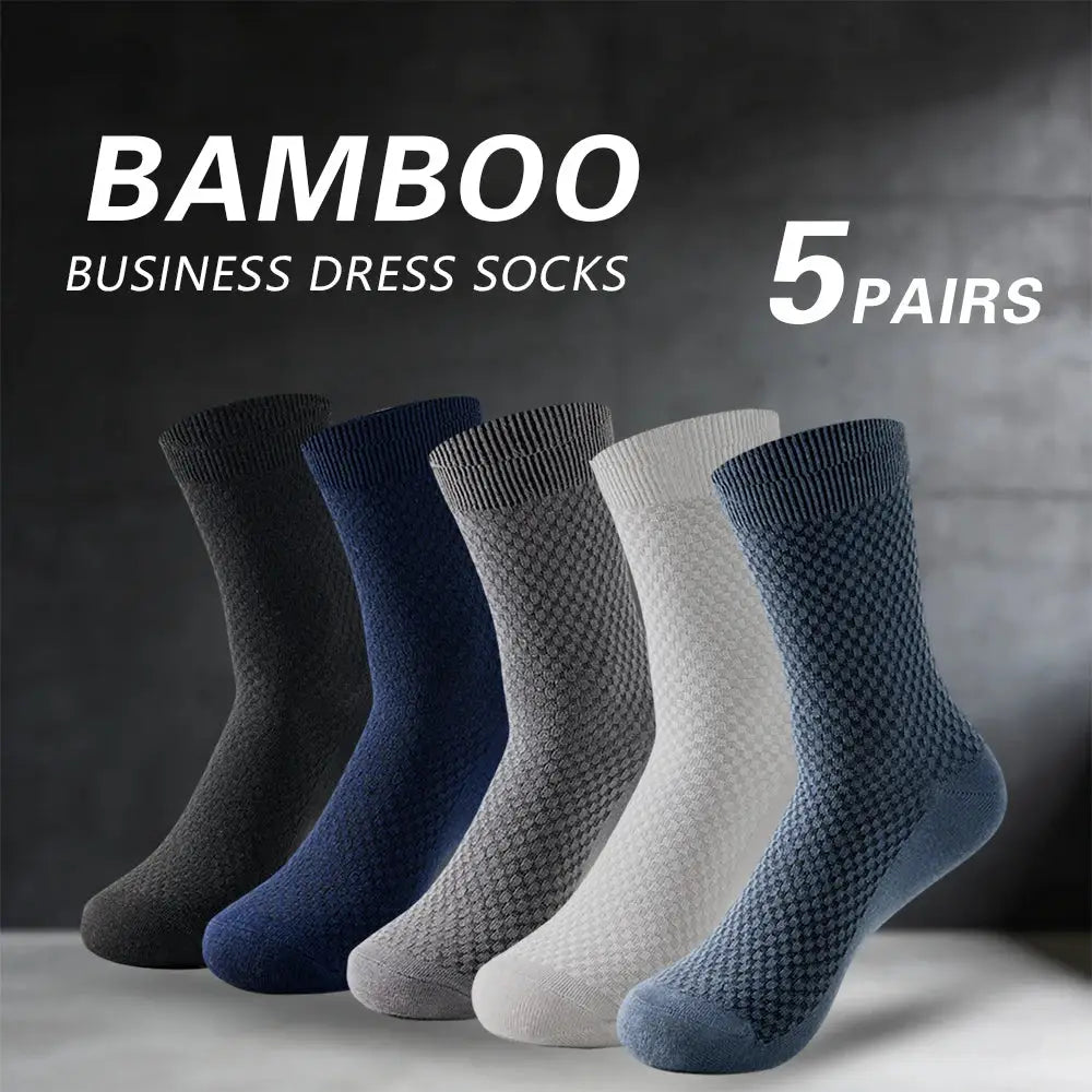 Men's Bamboo Socks | Cotton Blend | Crew | 5 Pairs