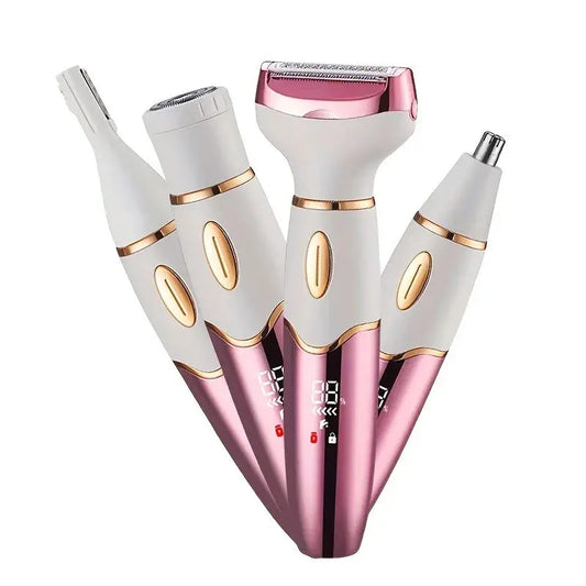 4 In 1 Electric Shaver | Disk Epilator | Metal Nozzles | Rechargeable