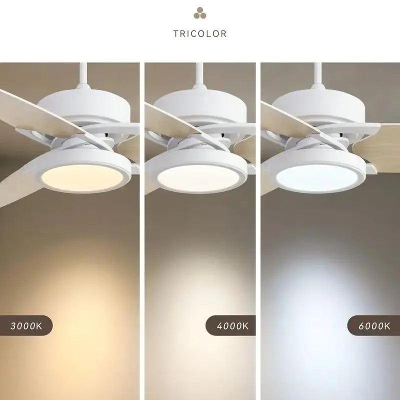 52" LED Indoor White Smart Ceiling Fan with Remote Control for Home Use from PriceLows™