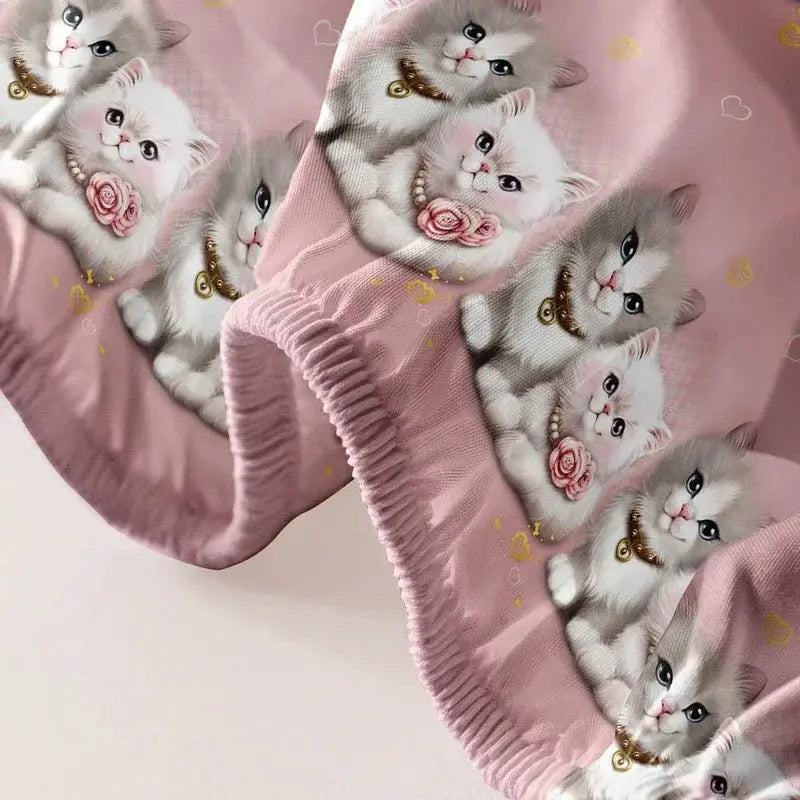 1 Cartoon Cute animal Cat printed matte Fitted Sheet, bedroom printed bed cover, bedding (excluding pillowcases) from PriceLows™