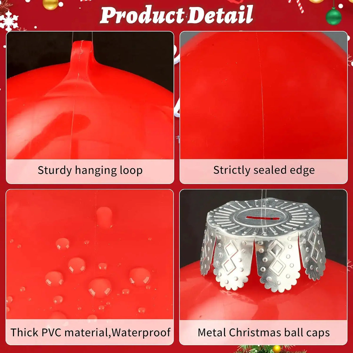 Christmas Inflatable Balls | 9 Inch | 15 Piece Set | Red Green