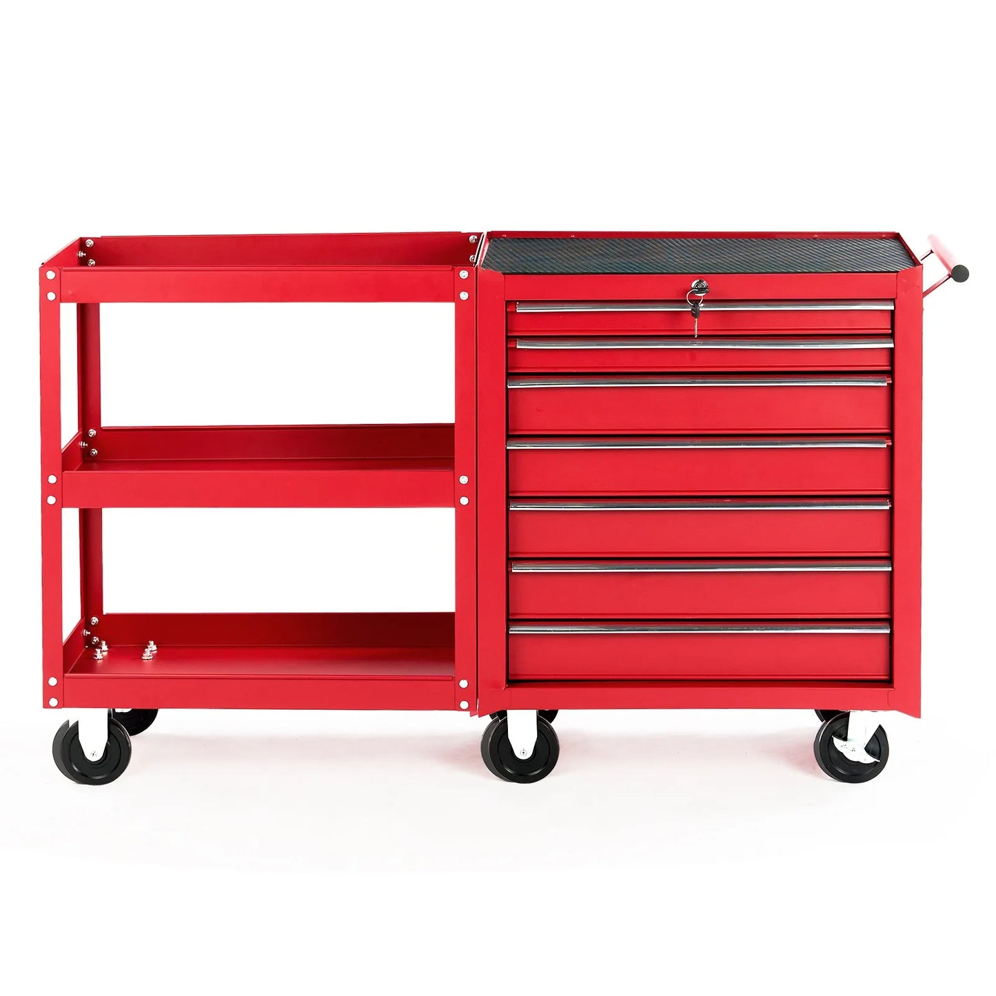 Rolling Tool Chest, 7-Drawer Mobile Tool Cart with Side Shelves and Top Cushion from PriceLows™