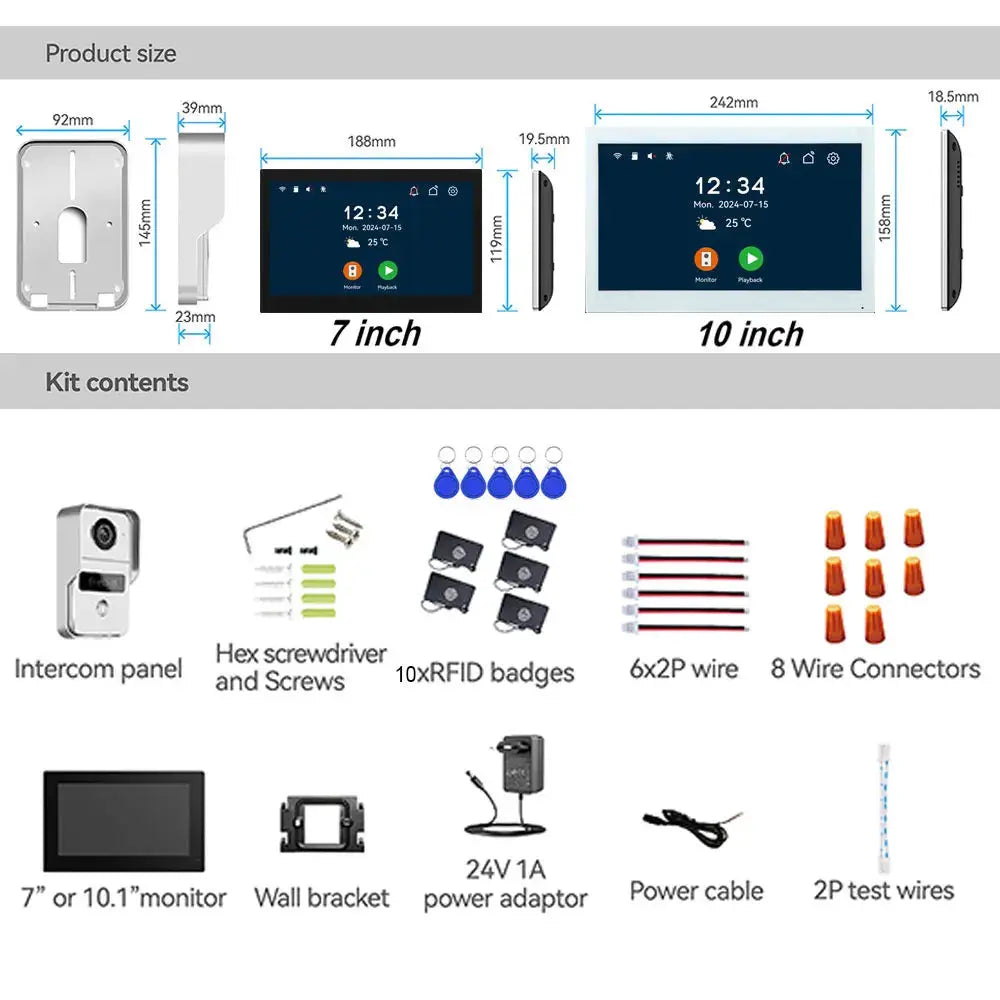 Smart Video Doorbell | 10 Inch Lcd | 1080P Hd | 5G Wifi