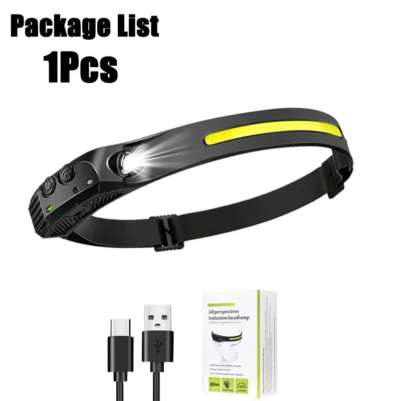 Sensor Headlamp USB Rechargeable LED Flashlight XPE+COB Torch Camping Waterproof Headlight for Fishing Lantern 1/2/3/4/5/8/10PCS from PriceLows™