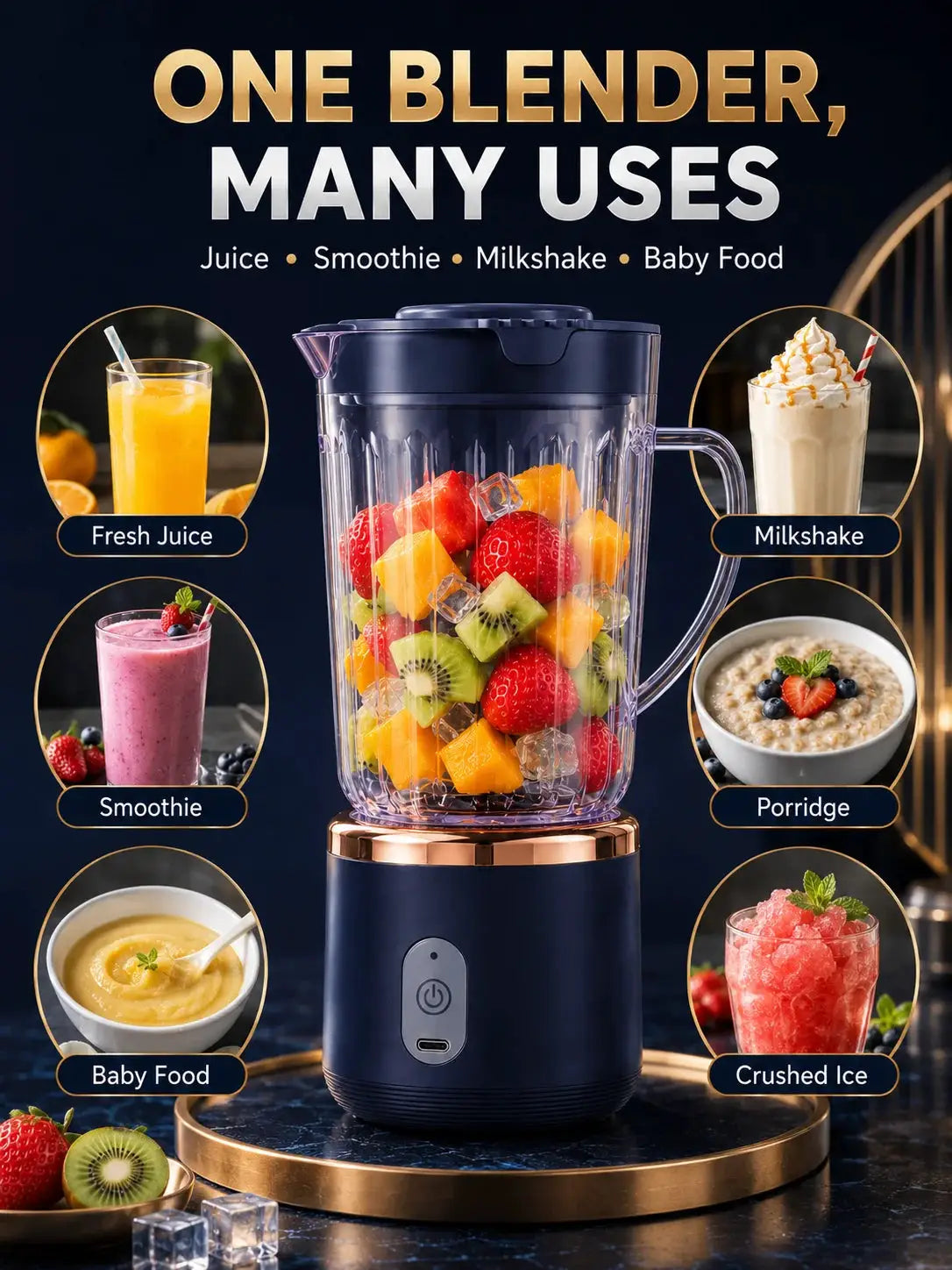 Food Grade 800ml Wireless Blender 1500mAh Battery 6 Blade Fruit Juicer Cup 30W Portable Smoothie Mixer For Shakes Drinks from PriceLows™