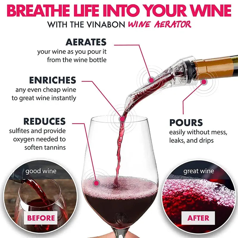 LMETJMA Wine Aerator Pourer Spout 2-in-1 Attaches to Any Wine Bottle for Improved Flavor Red Wine Decanter with Aerator JT73 from PriceLows™