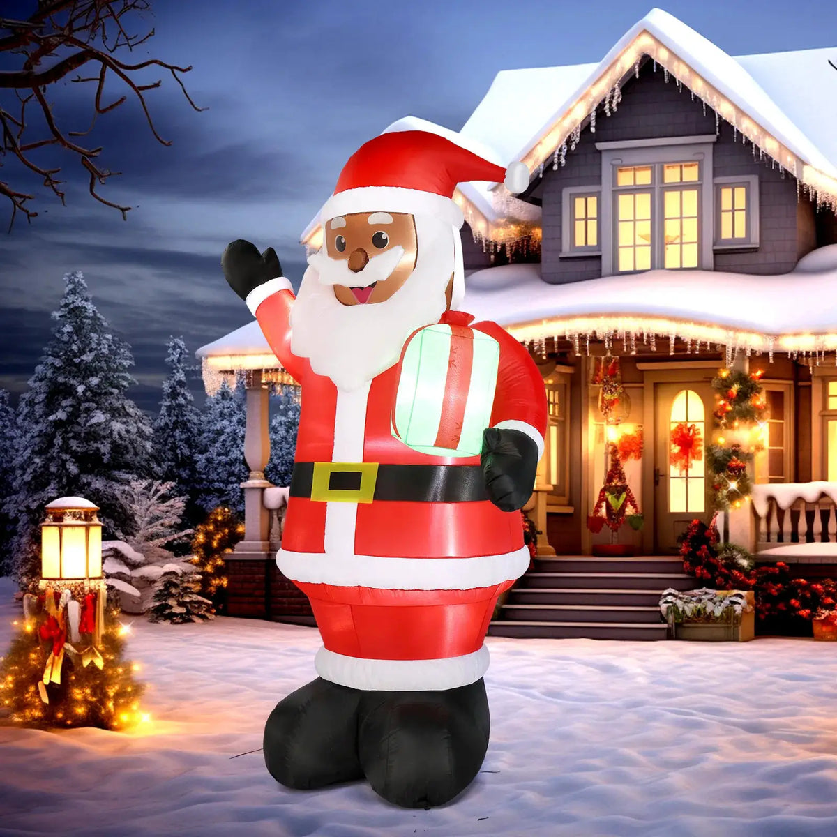 Christmas Inflatable Santa | 7 Ft With Led Lights | Outdoor Yard Decor