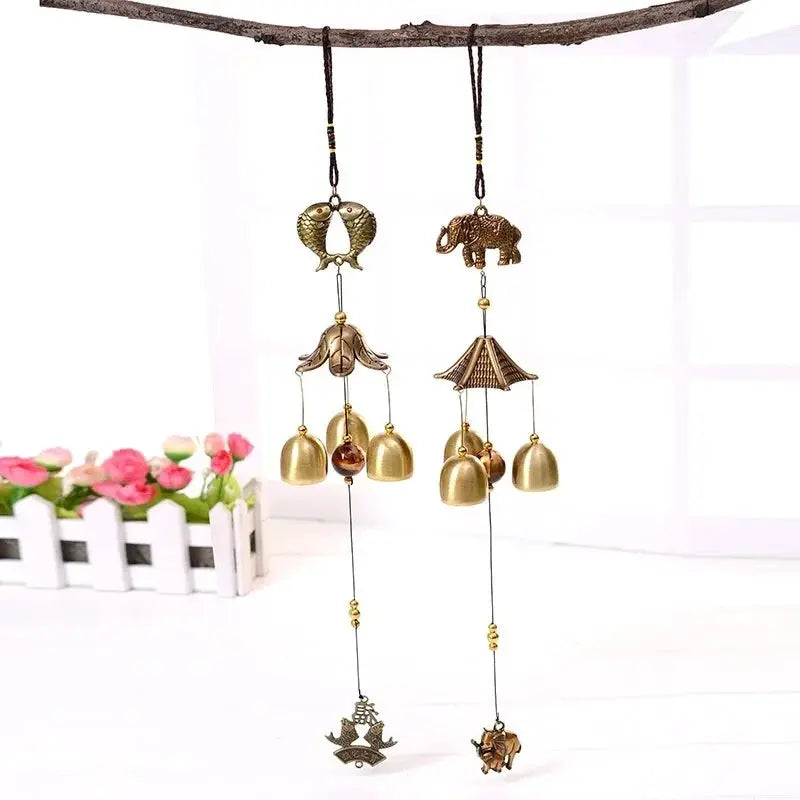 1Pcs Garden Courtyard Antique Style Copper Wind Chime Outdoor Home Decoration Metal Hanging Decoration Outdoor Lucky Metal Bell from PriceLows™