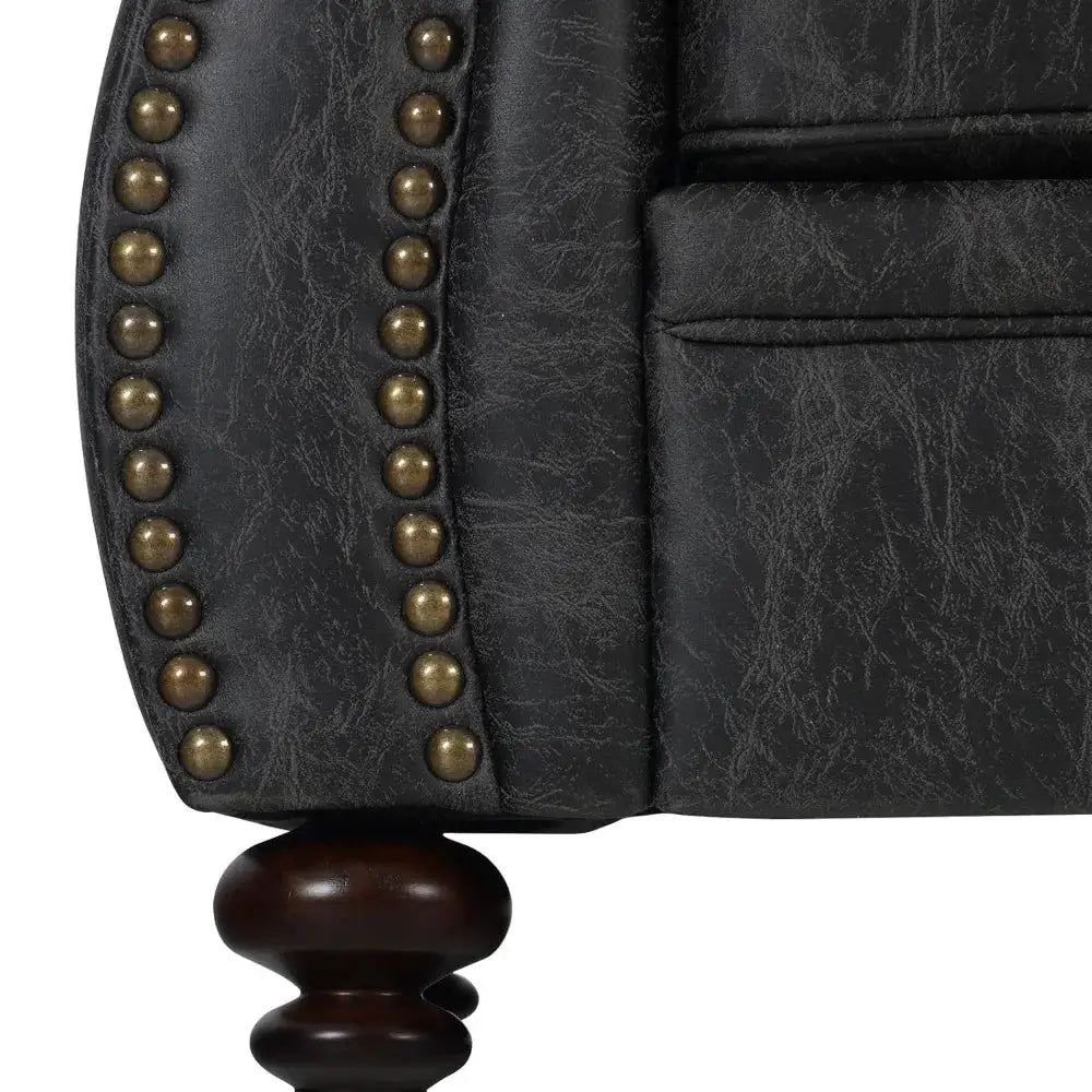 Living Room Sofa Set | Mid Century Rivet Design | Seat Depth 23 In | L-Shaped