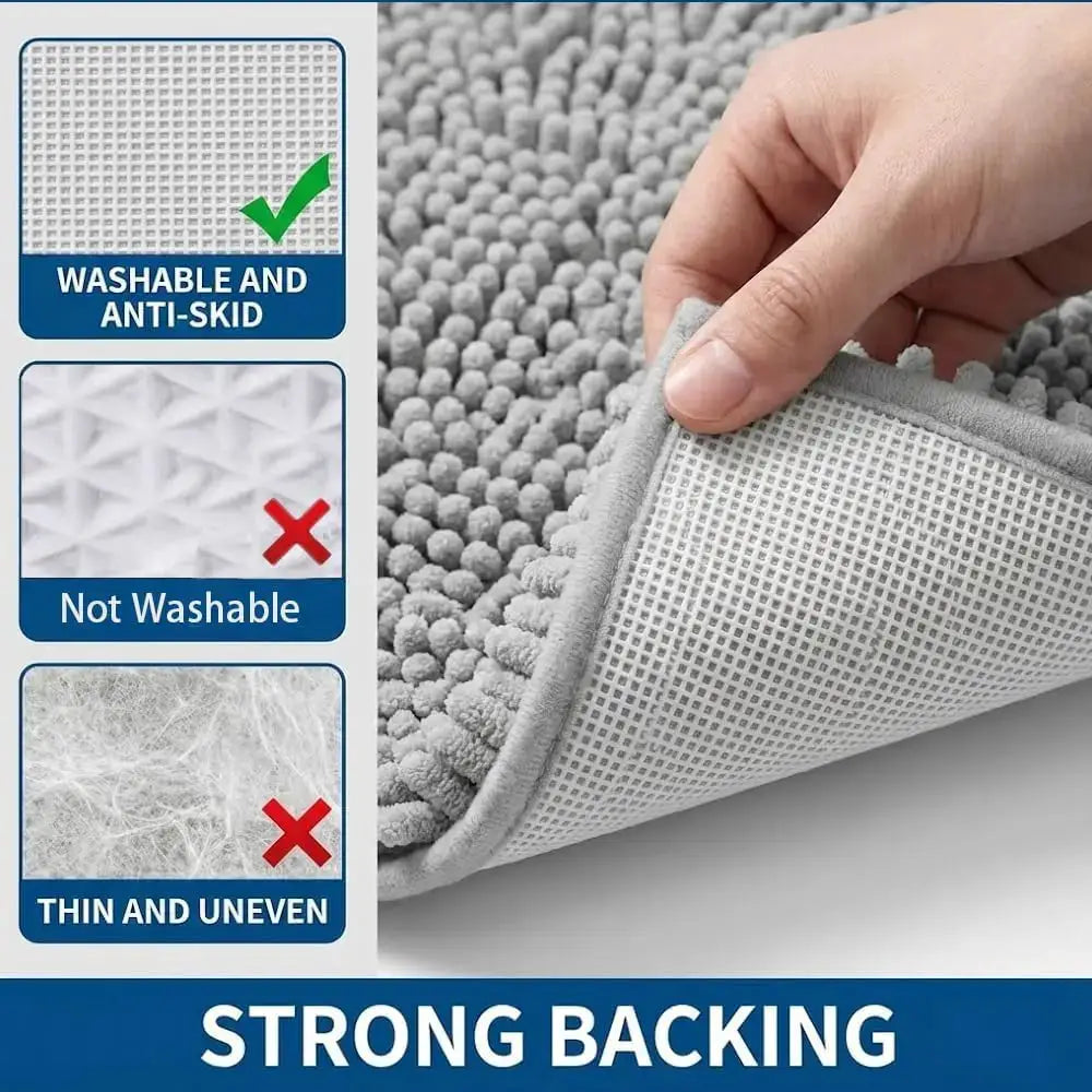 Bathroom Rugs 2 Piece Set, Super Absorbent Chenille Bath Mats with U-Shaped Toilet Rug, Non Slip Backing, Machine Washable for from PriceLows™