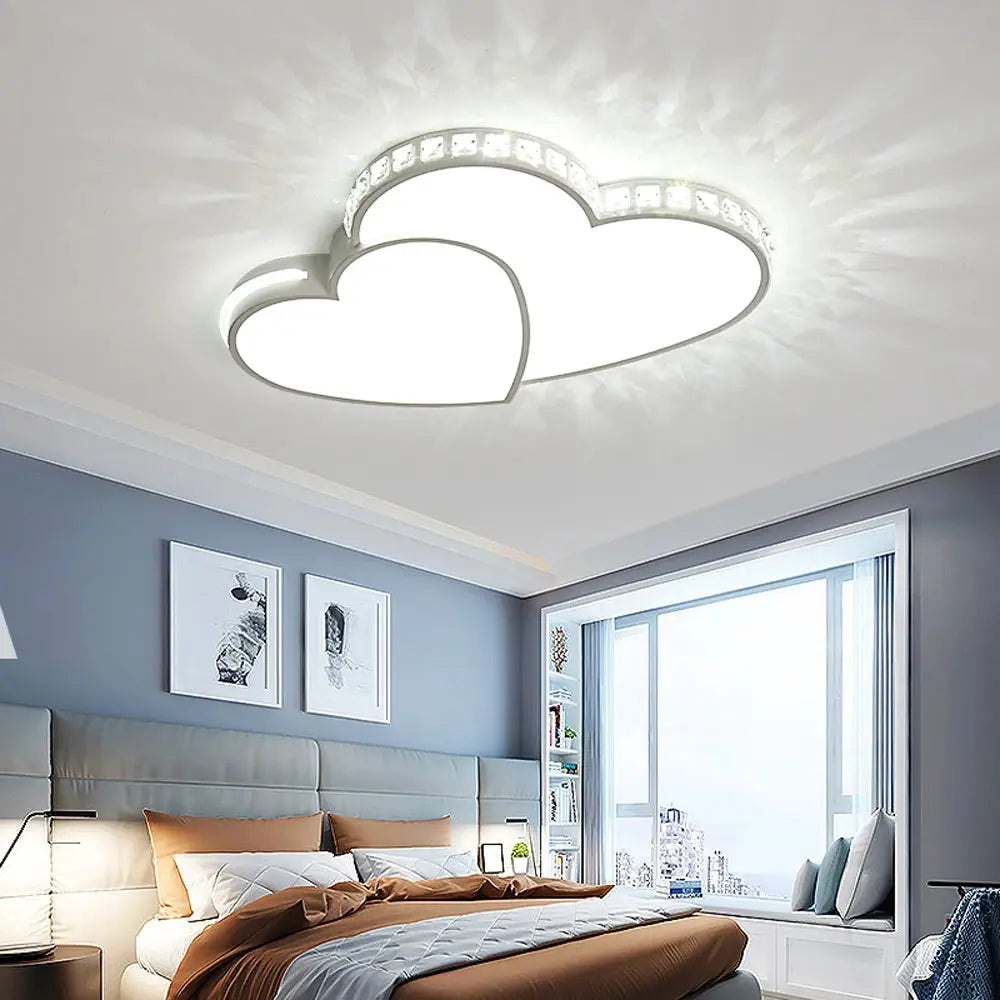 Modern Heart Shaped Ceiling Lights Crystal LED Flush Mount Lamp Cartoon Children's Room Living Room Bedroom Lamp Fixture from PriceLows™