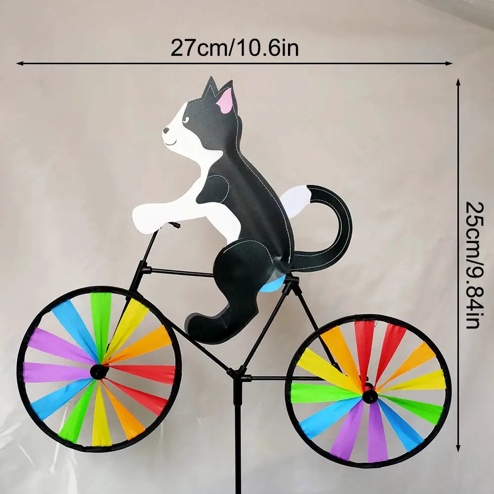 Animal Riding Three-dimensional Cartoon Modelling Windmill Creative Bicycle Wind Spinners Standing Pole Garden Yard Decoration from PriceLows™
