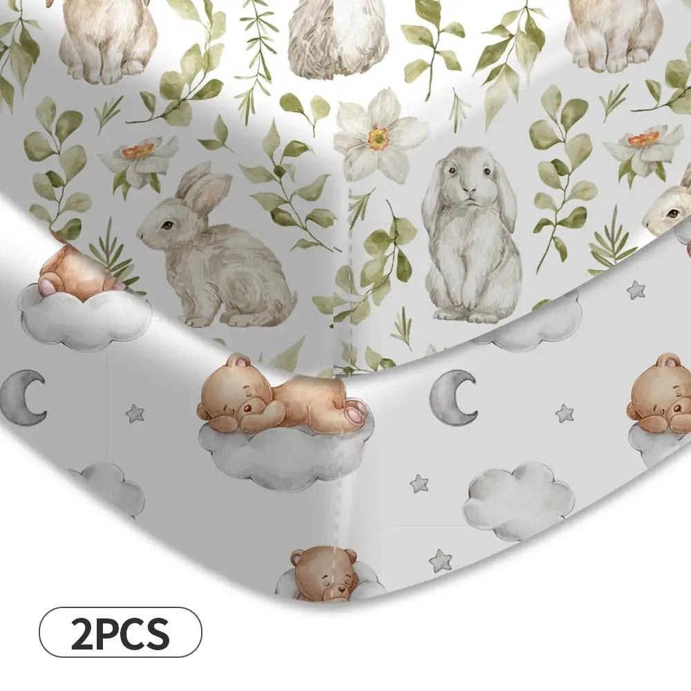 Elinfant 2PCS Cozy Fitted Crib Sheet,Mattress Cover,Newborn Changing Pad Cover,Baby Fitted Bassinet Bed Sheet from PriceLows™