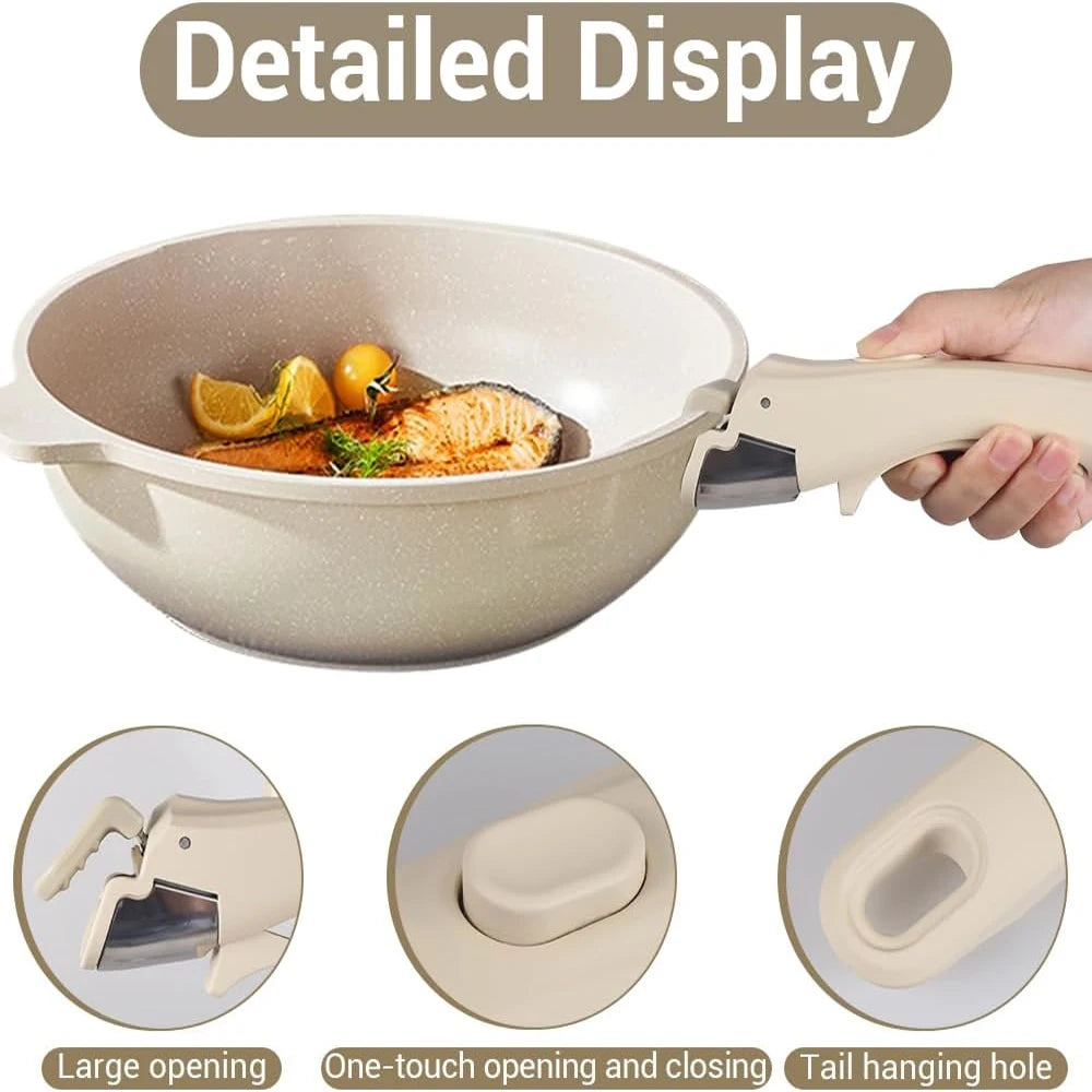 Removable Pan Handle | Nonstick | Detachable | Universal Pots Compatible