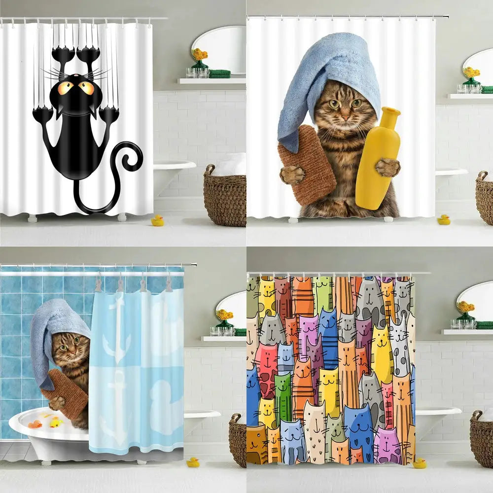 Funny Shower Curtains Bathroom Curtain With Hooks Decor Waterproof Cat Dog 3d Bath 180*180cm Creative Personality Shower Curtain from PriceLows™