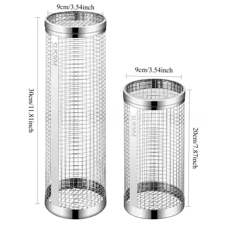 Grill Baskets | Stainless Steel Round Mesh | Rotating | 2 Pack