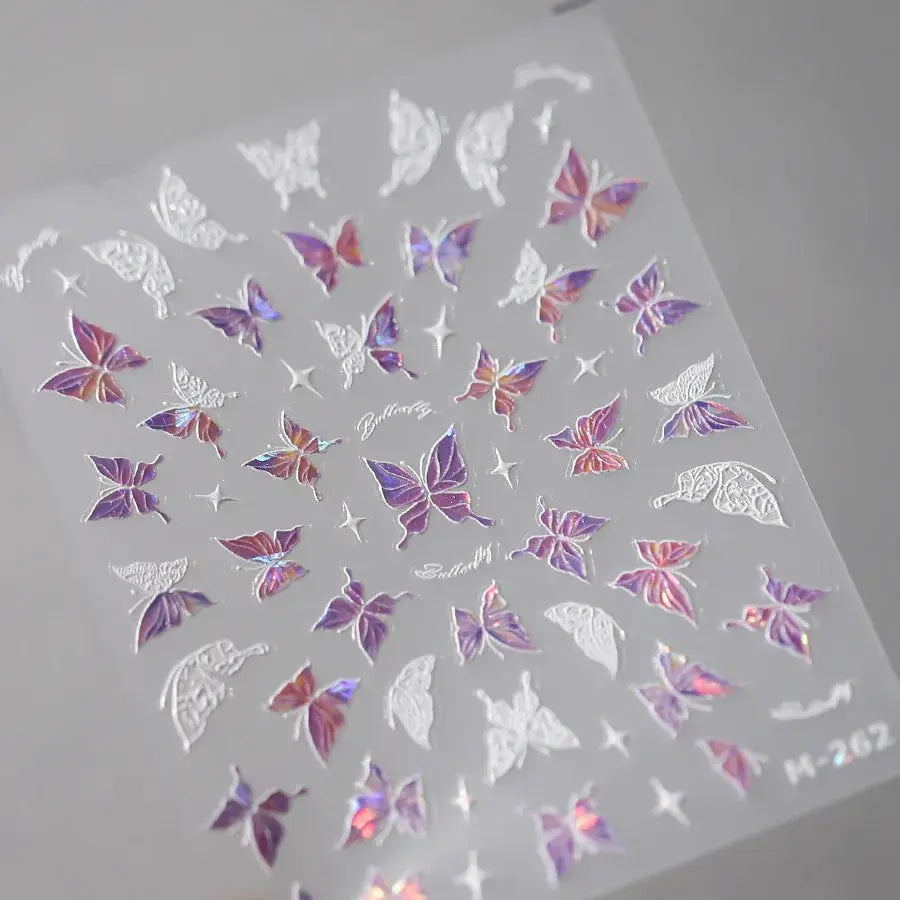 1Pcs 5D Embossed Aurora Butterfly Nail Art Stickers Self Adhesive Decals For Nails Decoration DIY 3D Acrylic Nail Supplies Parts from PriceLows™