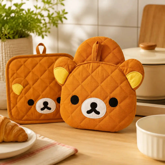 Oven Mitts Set | Non Slip Cotton | Heat Resistant Gloves | Includes Pot Holders