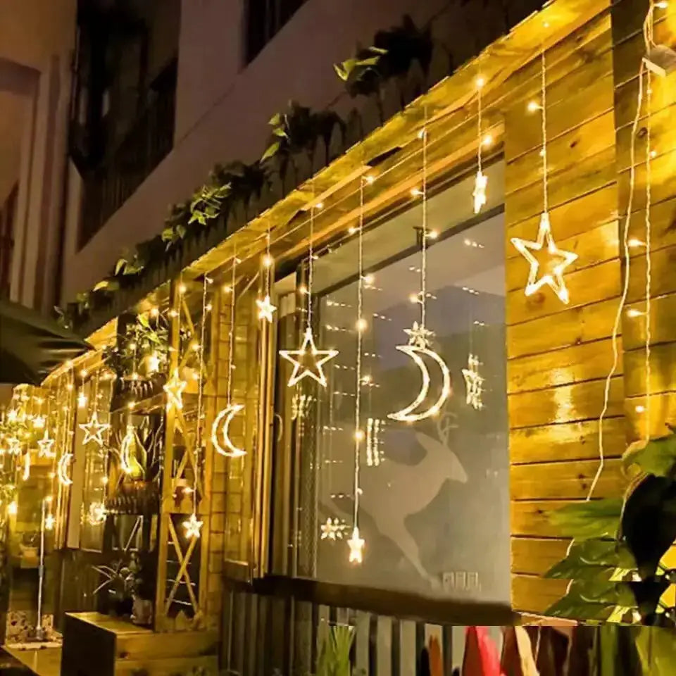 Christmas Decor LED String Garland Moon Star Curtain Light Christmas Tree Ornament Navidad Xmas 2023 New Year from PriceLows™