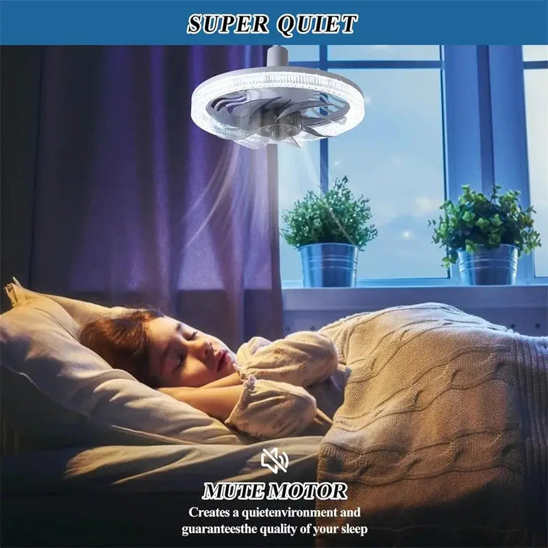 LED Ceiling Fan | Remote Control | E26 Base Socket, 3 Color Dimmable | Bedroom