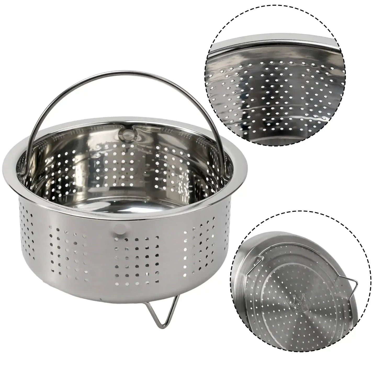 Stainless Steamer Basket | Silicone Handle | Instant Pot Accessory | One Size