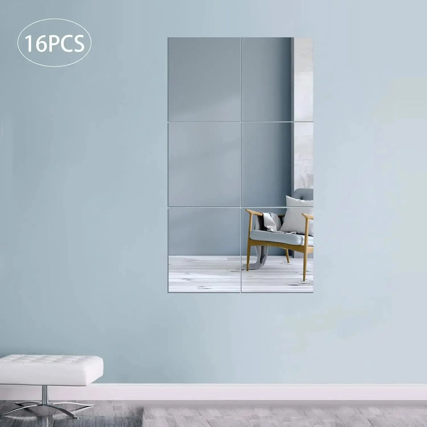 Acrylic Wall Mirror Frameless Home Gym Mirror Tiles, 14''x12'' Shatterproof Wall Mirror (16 PCS),Self-Adhesive Mirrors for Home from PriceLows™