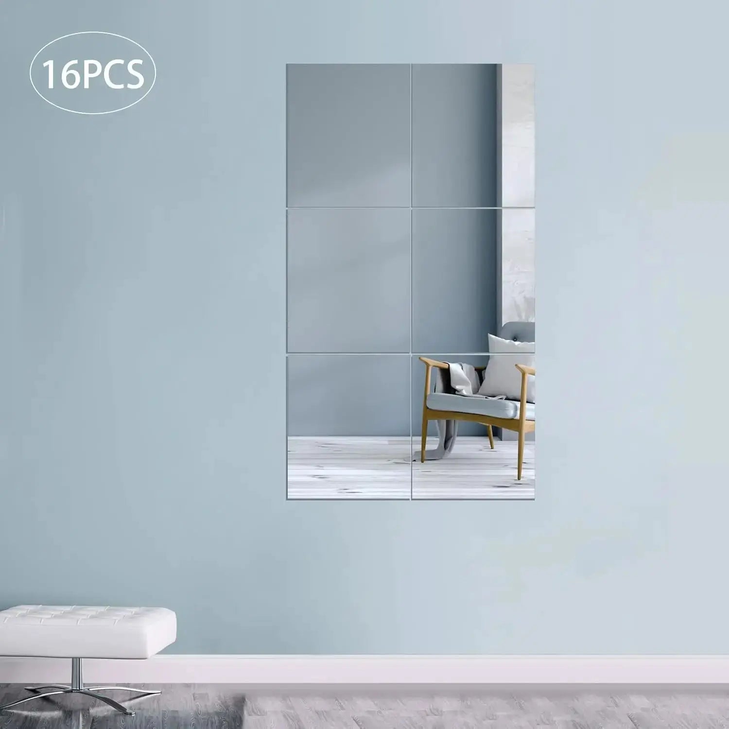 Acrylic Wall Mirror Frameless Home Gym Mirror Tiles, 14''x12'' Shatterproof Wall Mirror (16 PCS),Self-Adhesive Mirrors for Home from PriceLows™
