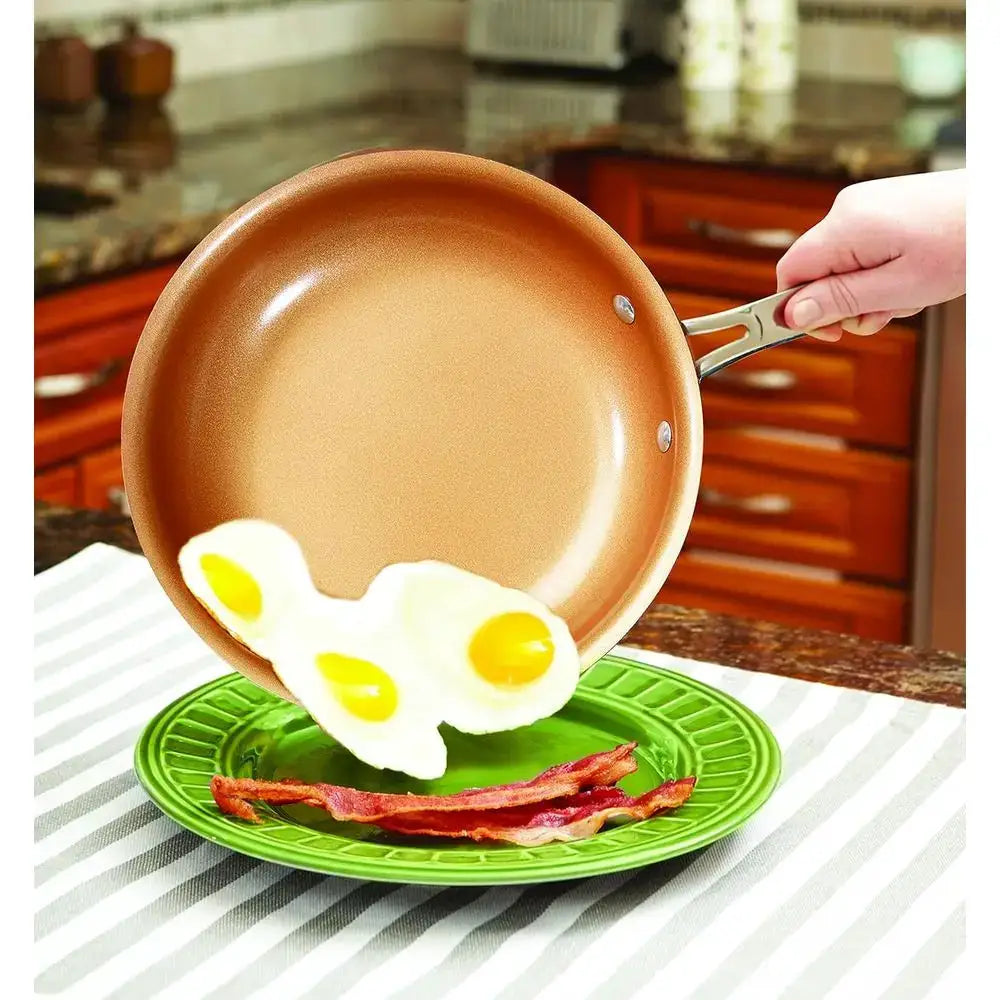 10 Pcs Red Copper Cookware Set Copper-Infused Ceramic Non-Stick Pots Pans Kitchen Cooking Tools from PriceLows™