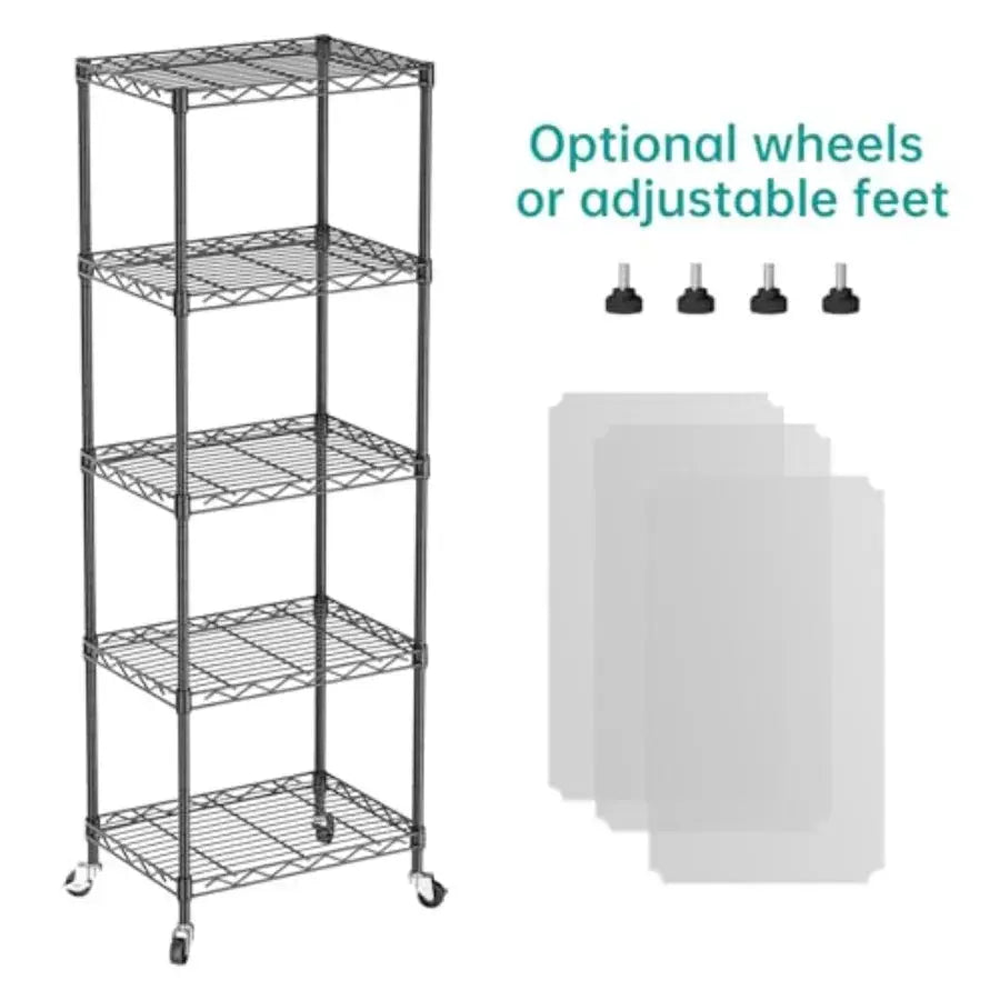 Shelf Closet Wire Shelving Adjustable Metal Unit for Laundry Room Organization Bathroom Kitchen Home Storage with Wheels Small from PriceLows™