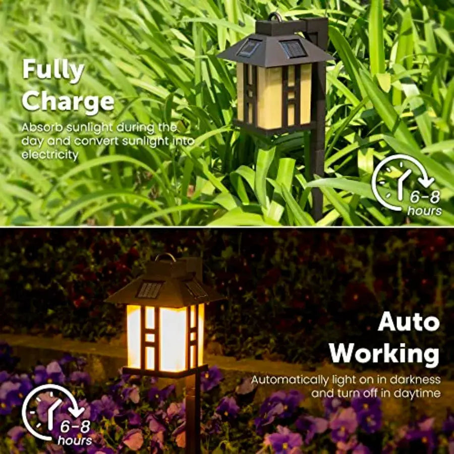 Japanese Decor Solar Lights for Outside, Pathway Lights 4 Pack - Lawn/Patio/Yard/Walkway/Driveway Decoration from PriceLows™