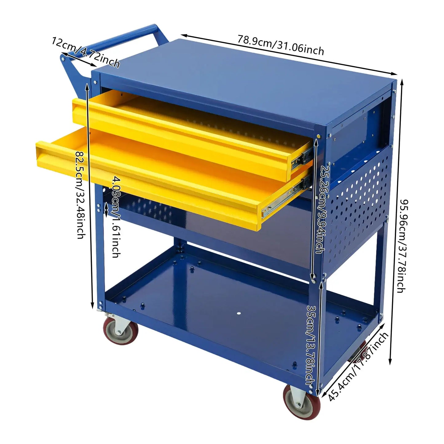 Tool Cart | 5 Shelf 2 Drawer | 400 Lb Capacity Carbon Steel | Black