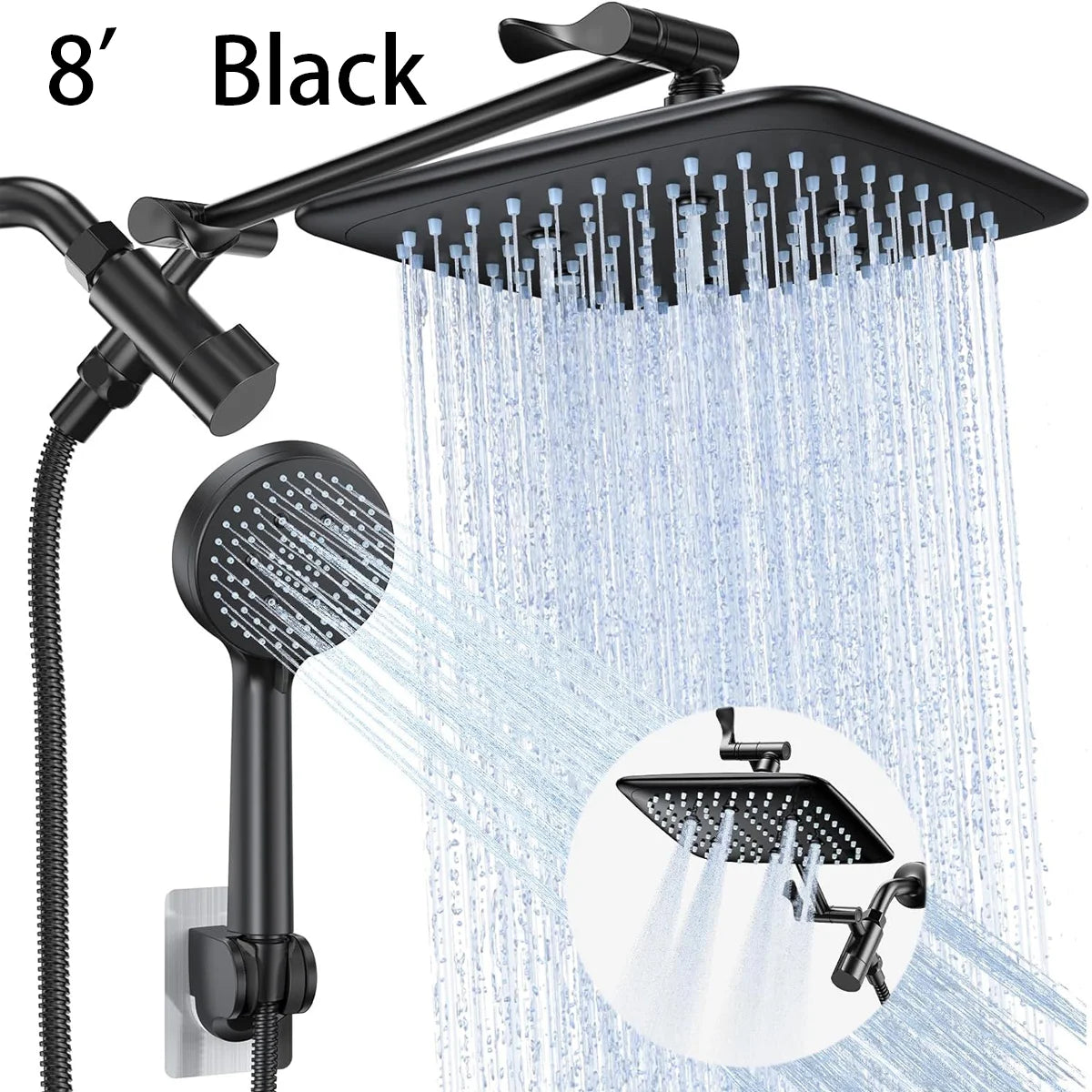 Showerhead Set | 8/10 Inch | 5 Modes | Wall Mounted With Extension Arm
