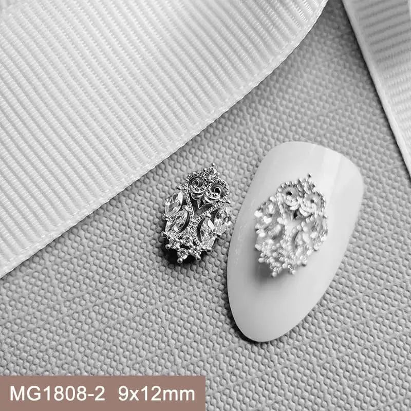 10pcs/lot Luxury Flower Love Heart Zircon Metal Nails Jewelry Material Decorations Nail Art Accessories Charms Parts Supplies from PriceLows™
