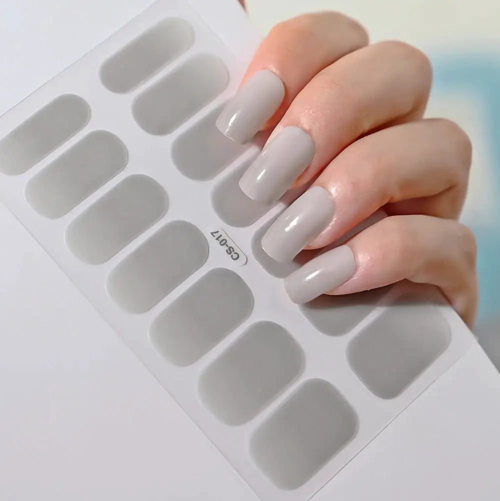1Pcs Semi-Cured UV Gel Nail Sticker Pure Color Full Cover Waterproof Long-lasting Nail Strips 16Tips DIY Nail Polish Stickers *& from PriceLows™