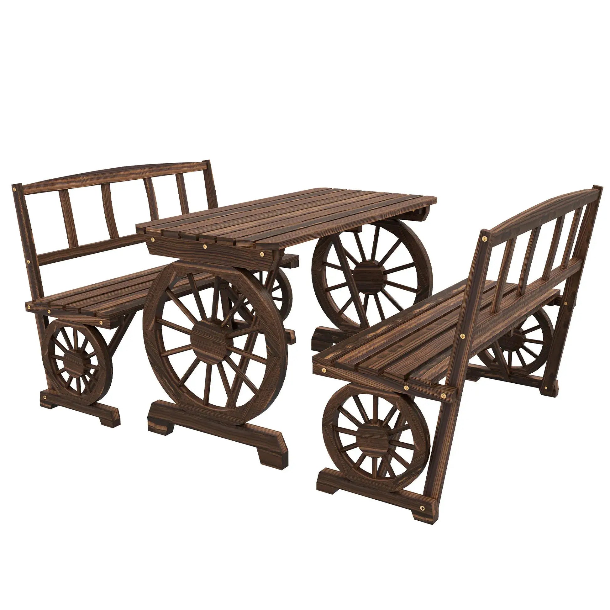 Patio Dining Set for 4 People W/ Carriage Wheels Design from PriceLows™