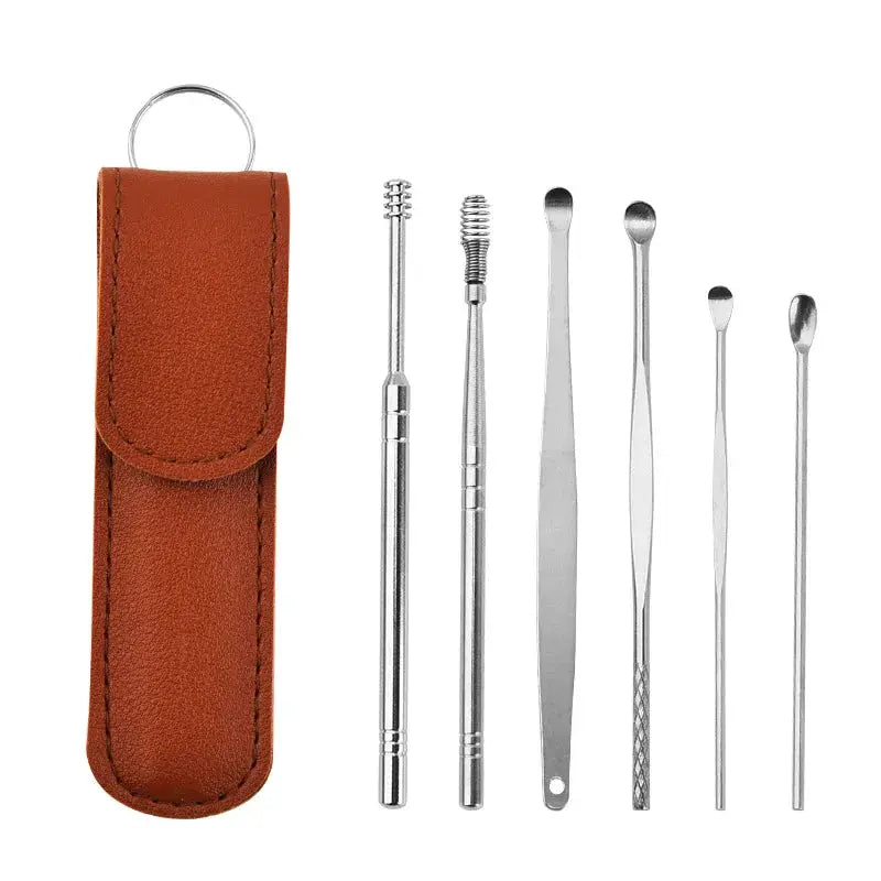 Wholesale Ear Cleaning Tool Stainless Steel Ear Pick Kit &1Pc Storage Bag Earwax Remover Tool from PriceLows™