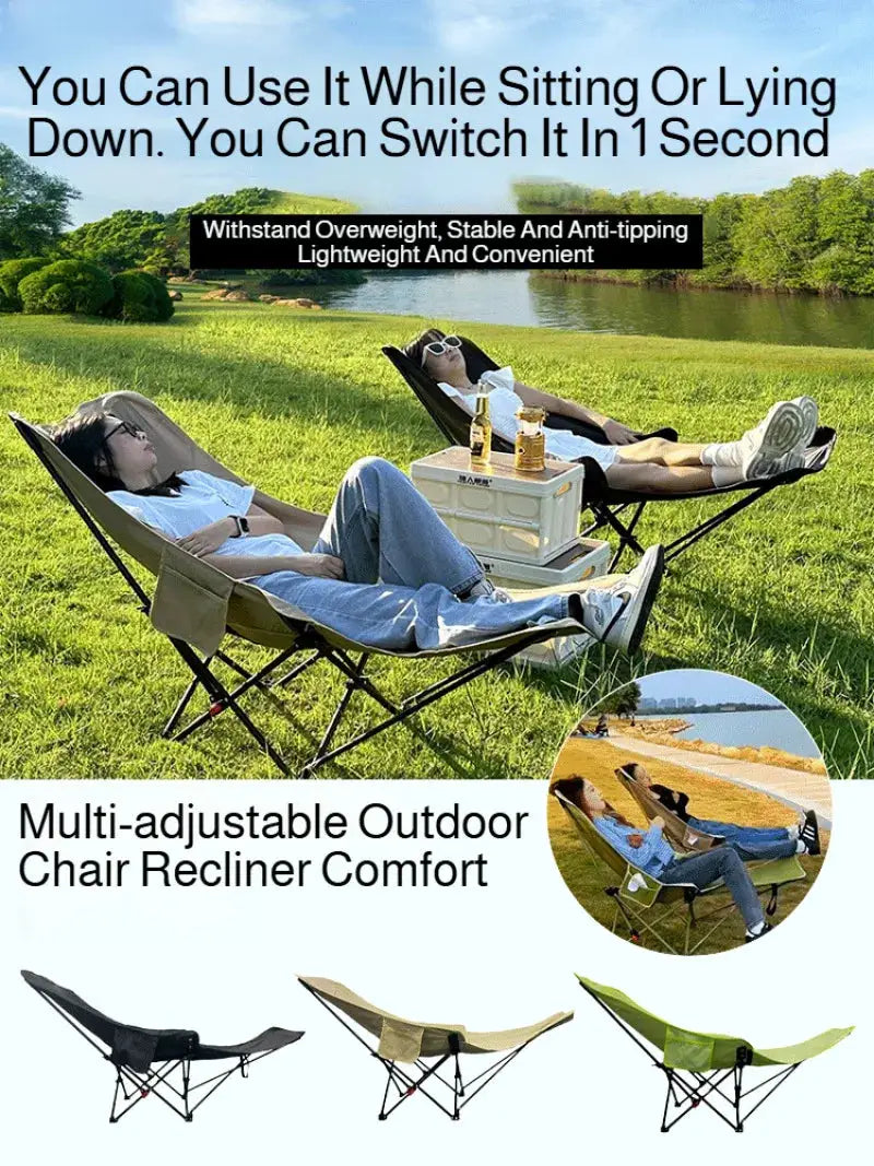 Outdoor Portable Beach Chair with Footrest - Foldable, Lightweight, Comfortable for The Beach/camping, Durable Fabric from PriceLows™
