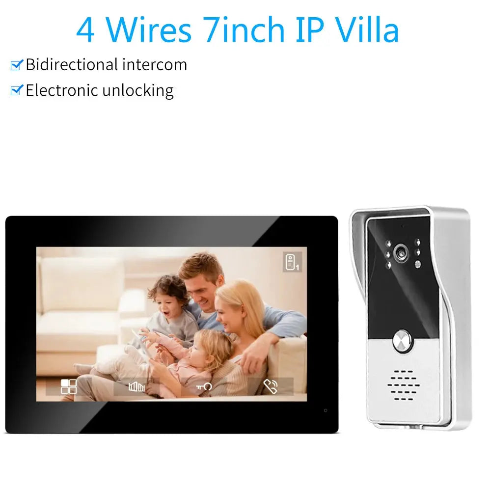 Video Intercom Monitor | 7 Inch Color Display | Wired Doorphone | Indoor Kit