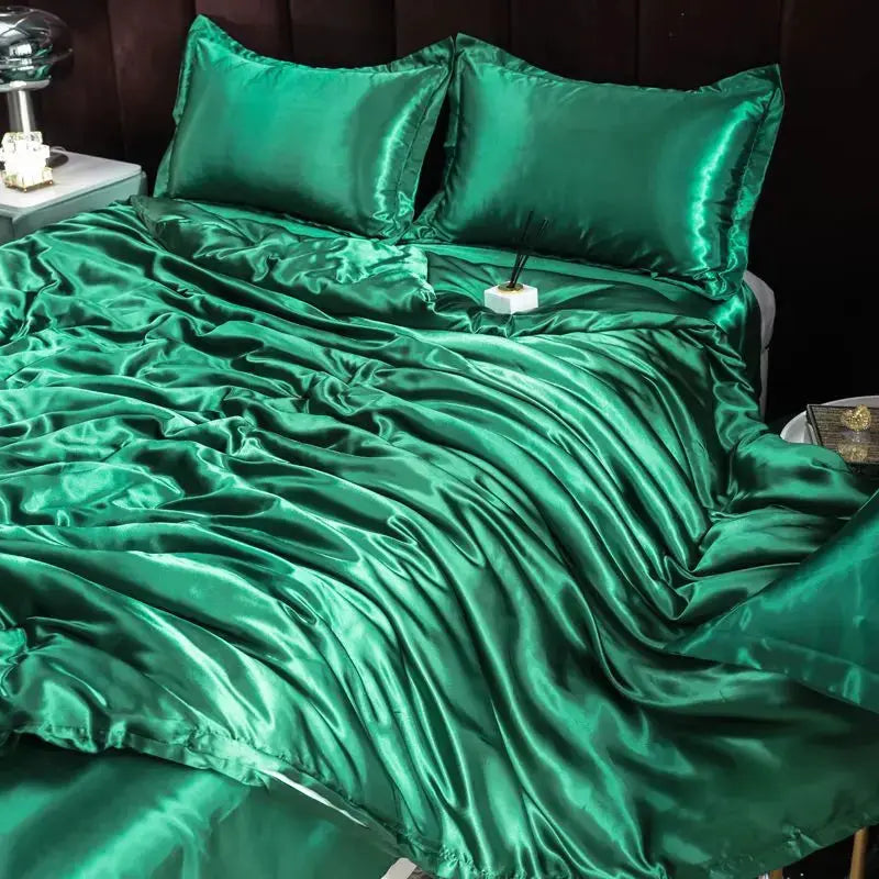 Ice Silk Bedding Set | Satin Duvet Cover | 100Gsm Solid Color | 5Ft To 7Ft Fits