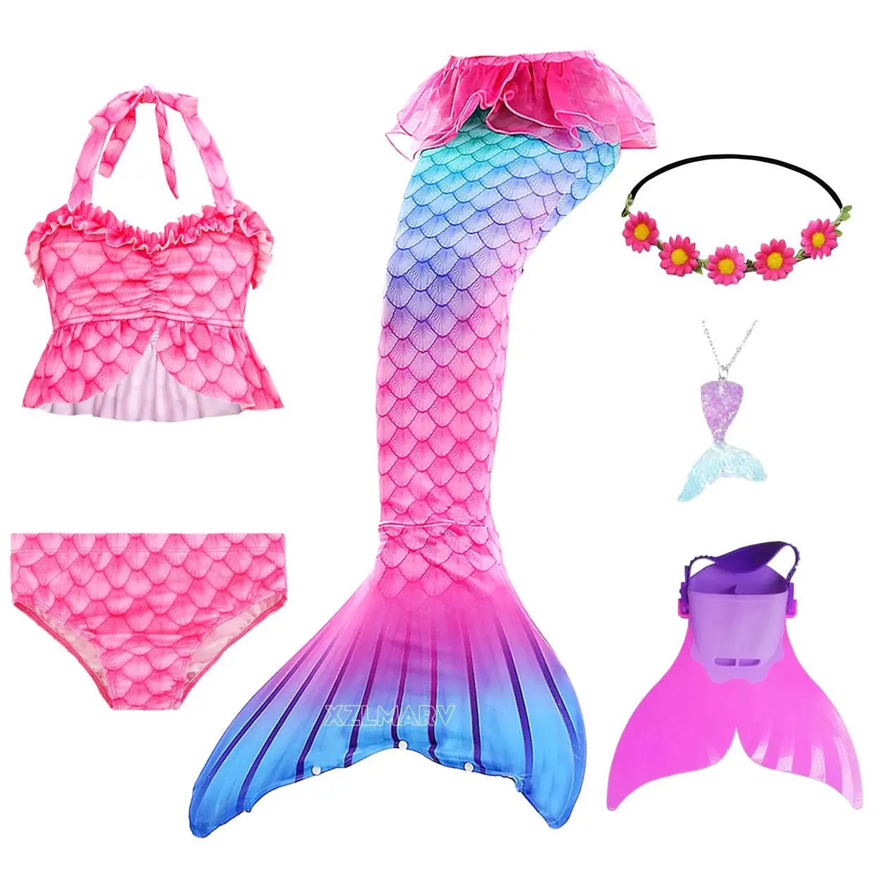 Mermaid Costume for Girl Mermaid Tail for Swimming Can Add Monofin Fin Girls Ariel Mermaid Costumes Cosplay Birthday Gift from PriceLows™