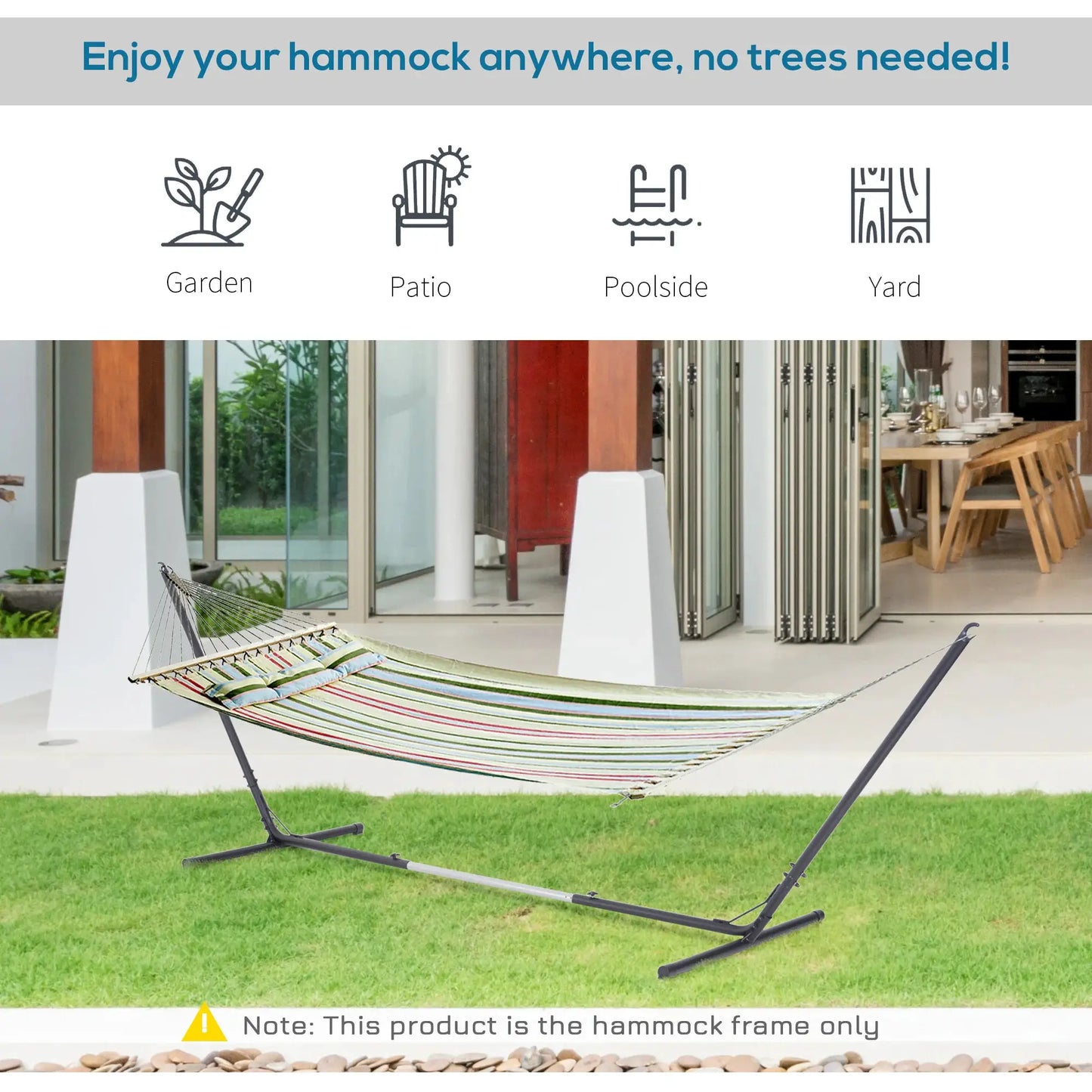 Compact Durable 10-13ft Adjustable Steel Hammock Stand Heavy Duty Portable Carrying Space Saving for Indoor Outdoor Pro Black from PriceLows™