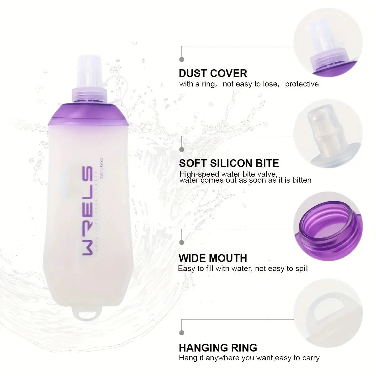 WRELS Folding Collapsible Soft Flask TPU BPA-Free Easy Grip Running Cycling Water Bottle Fitness Hydration Outdoor Water Bottle from PriceLows™