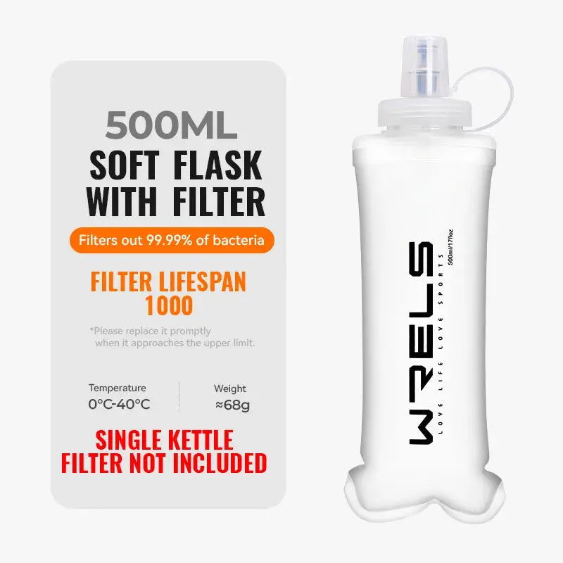 WRELS Water Filter Bottle Collapsible Soft Water Bottle With Filter Squeeze Dual Filtered Water Bottle Outdoor from PriceLows™