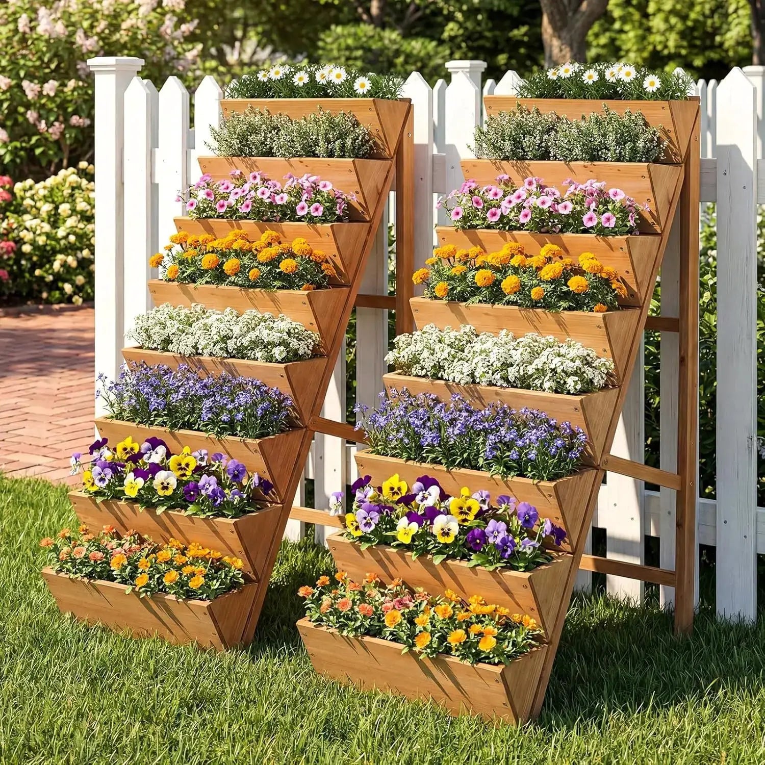 Vertical Raised Garden Bed, Freestanding Wood Elevated Planter Box w/Legs for Growing Vegetables Flowers Herbs, Indoor O from PriceLows™