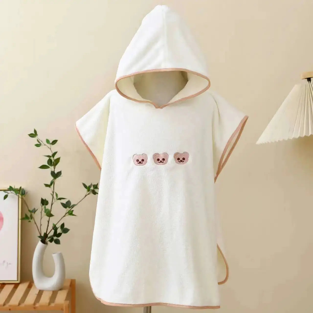 Hooded Baby Bath Towel | Coral Velvet | Cartoon Embroidery | Age 1-3 Years