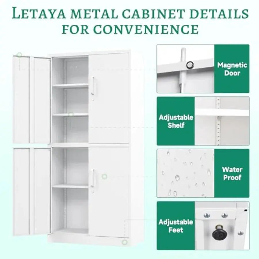 Metal Storage Cabinet with Lock Door, Adjustable Shelf Steel Cabinets for Office, Home, Pantry, Kitchen, Garage Utility Cabinet from PriceLows™
