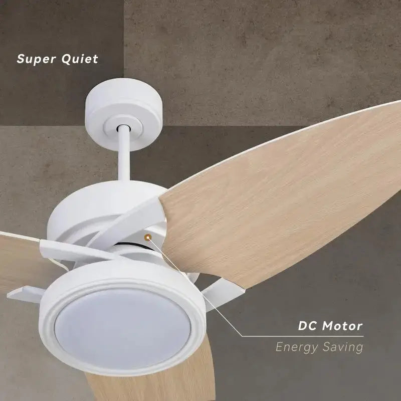 52" LED Indoor White Smart Ceiling Fan with Remote Control for Home Use from PriceLows™